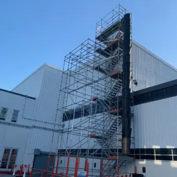 Scaffolding outside industrial building