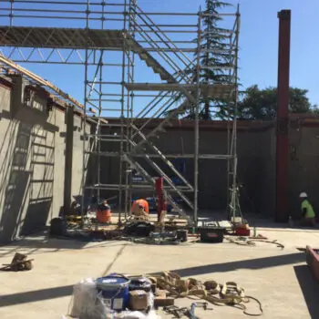 Construction site with scaffolding structure