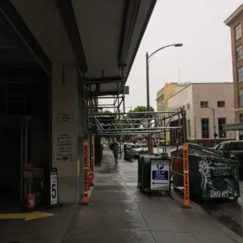 Urban street under construction scene