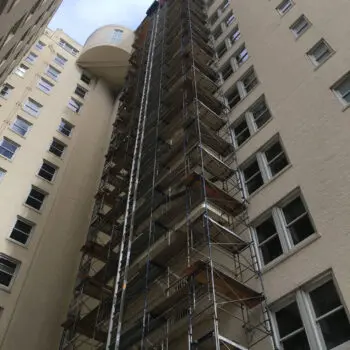 Tall building construction site scaffolding