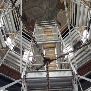 Cathedral interior scaffolding restoration project