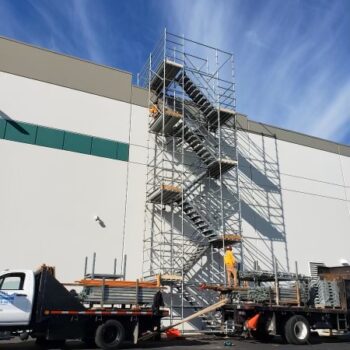 Construction scaffolding industrial building project